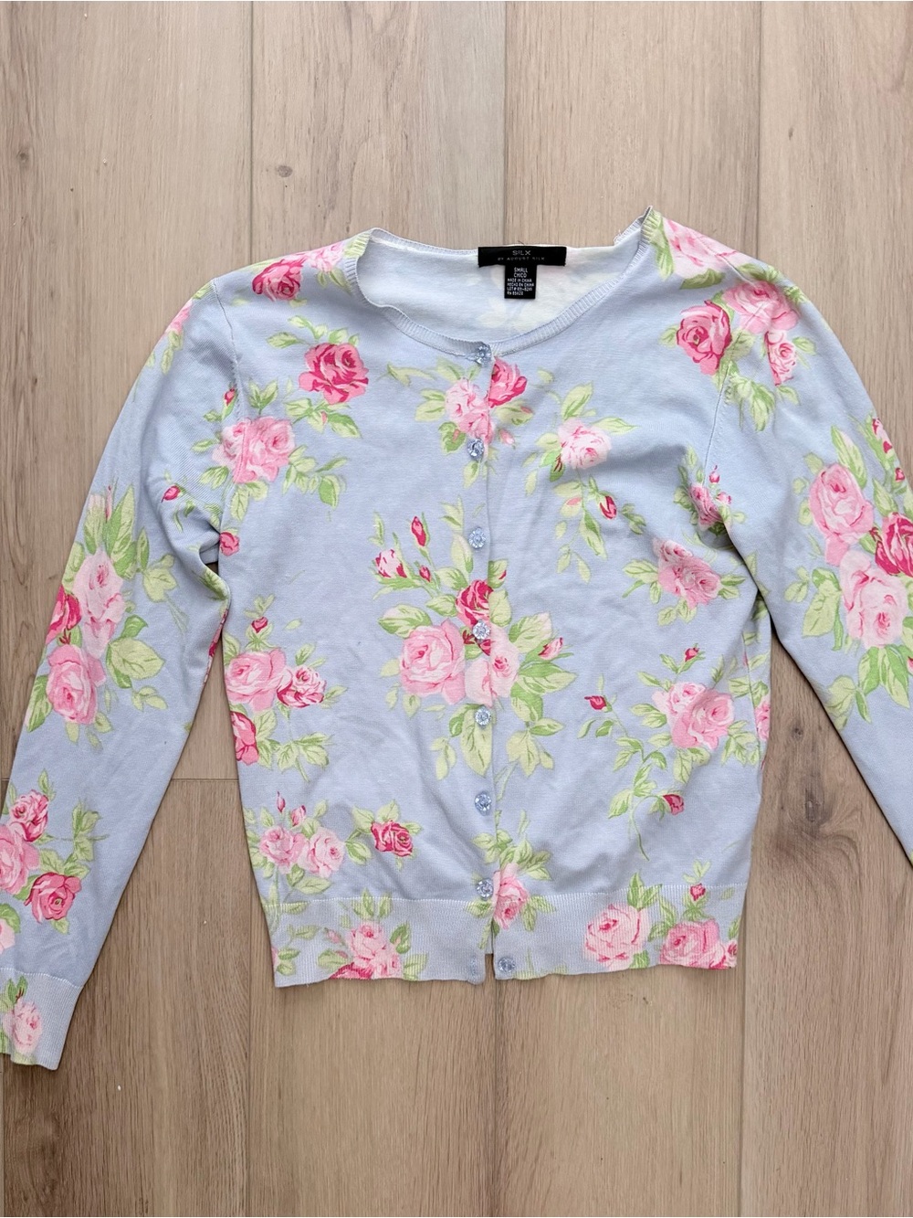 SILX by August Silk floral cardigan sweater